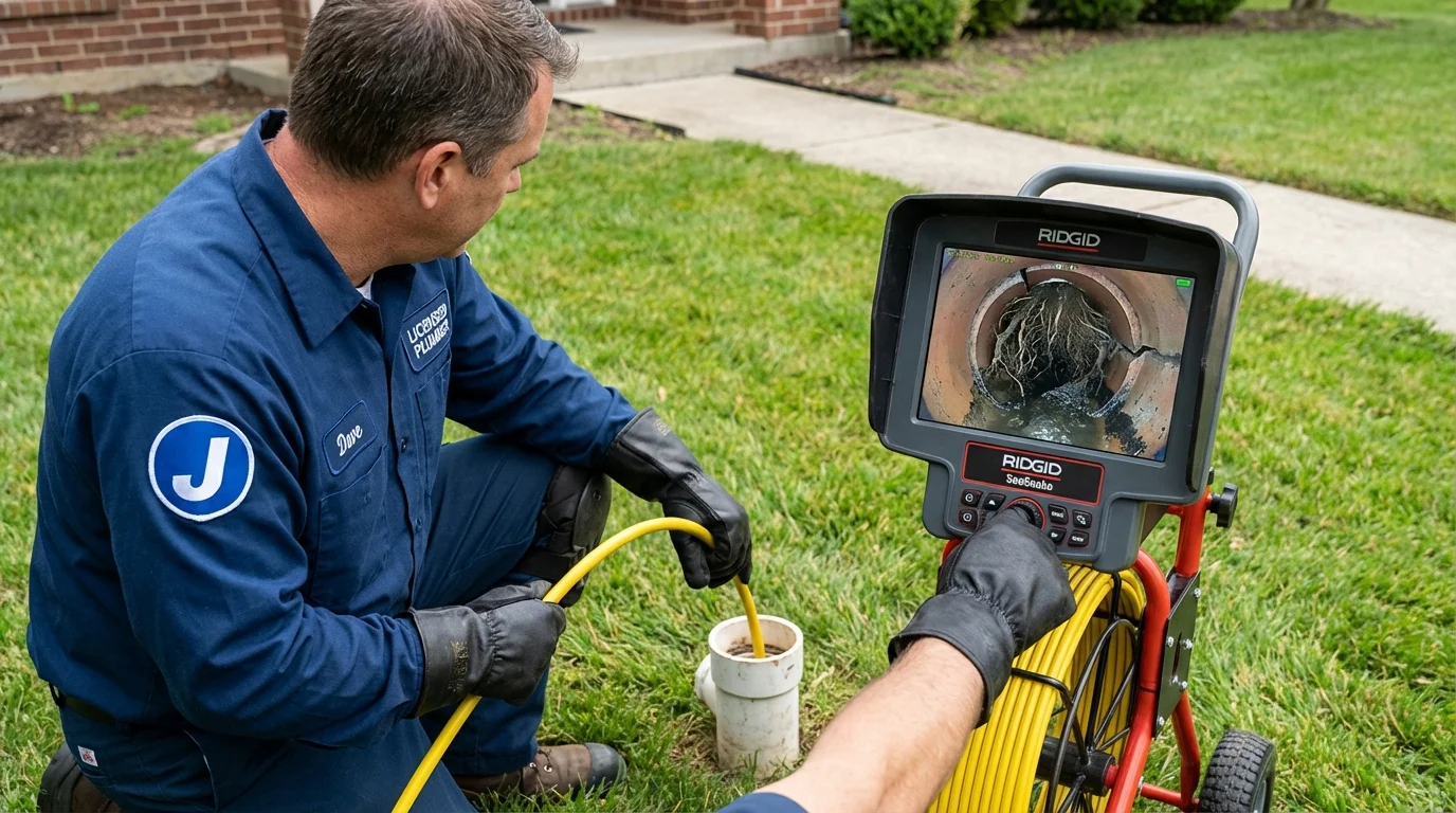 Sewer camera inspection being performed by Johns Plumbing LLC in Ayer