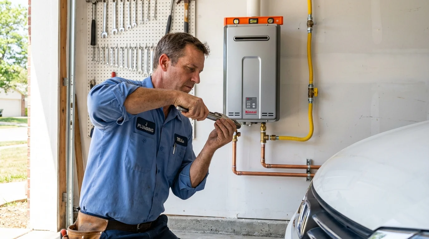 Tankless water heater installation by a Johns Plumbing LLC plumber in Ayer